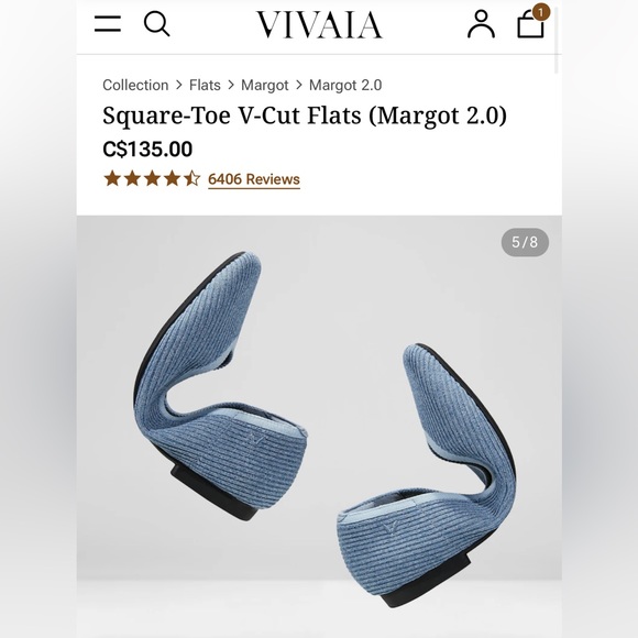 Brand New Vivaia Square-Toe V-Cut Flats (Margot 2.0) - Picture 2 of 7